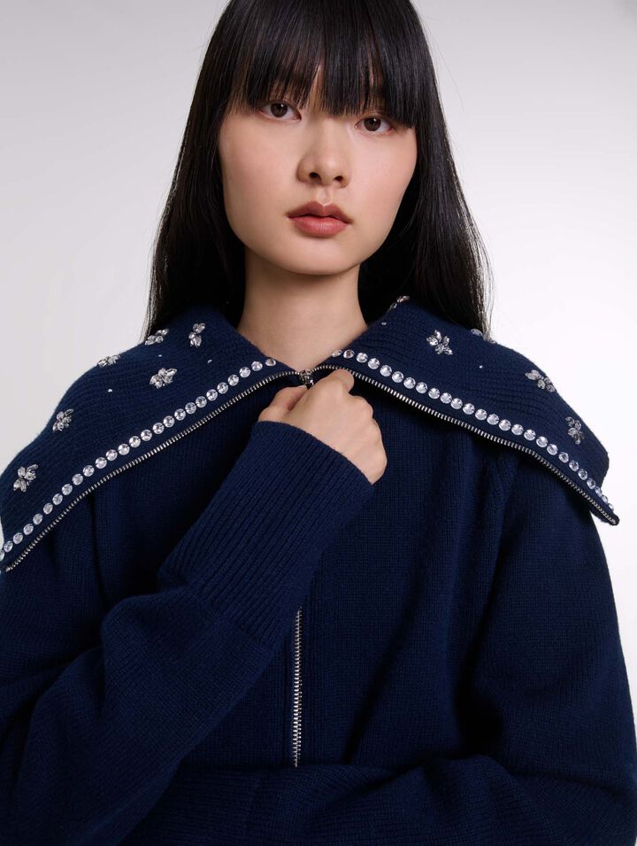 Cardigan col bijoux