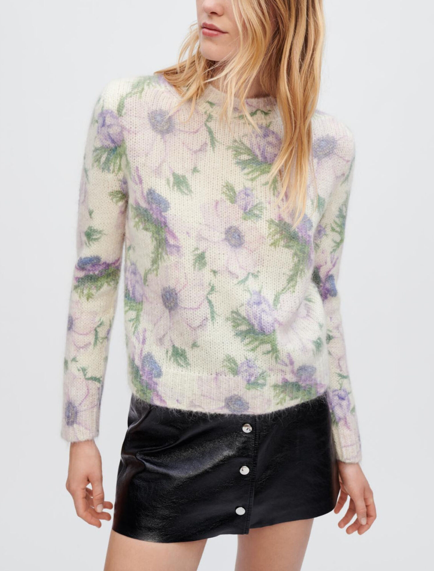 Pull en jacquard Flower fluffy
