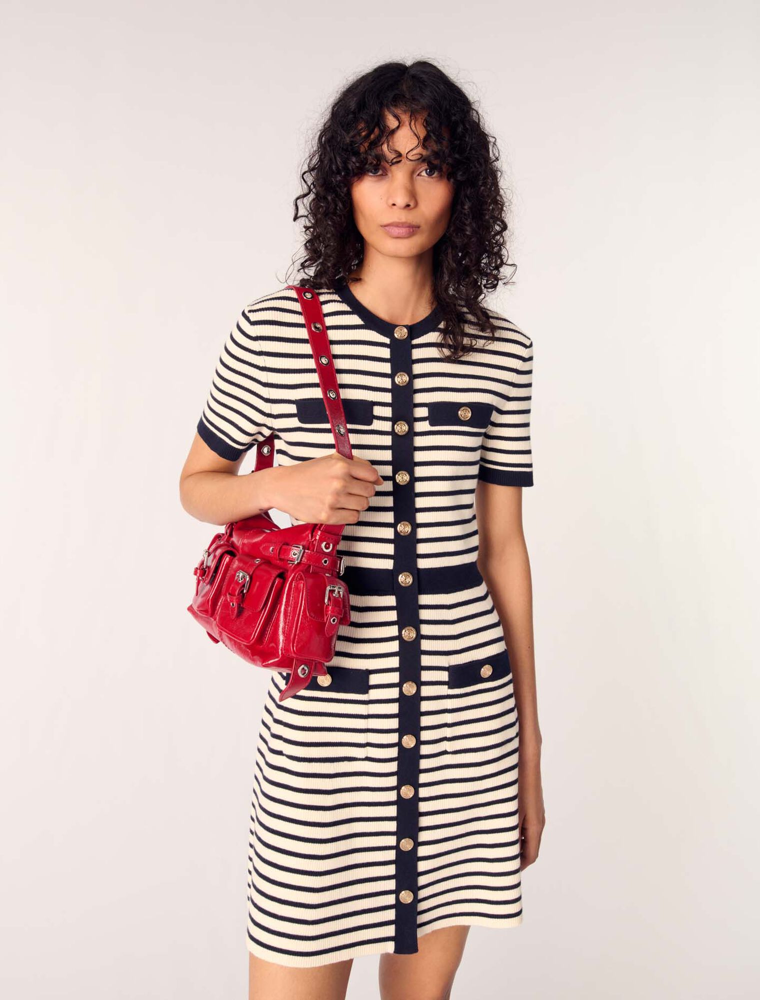 Robe courte en maille côtelée