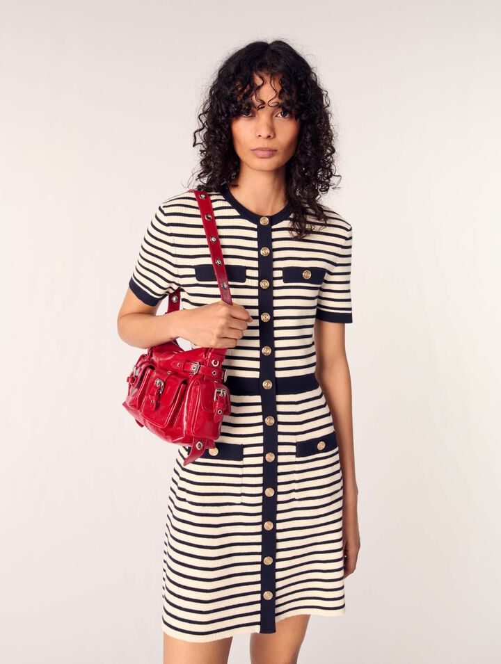 Robe courte en maille côtelée
