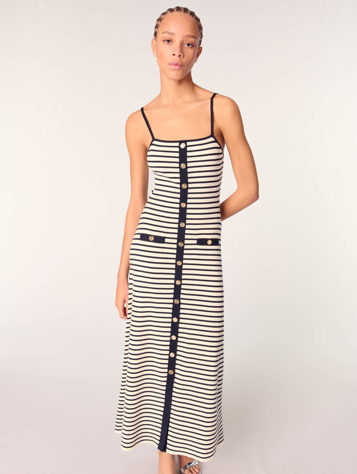 Robe longue en maille côtelée