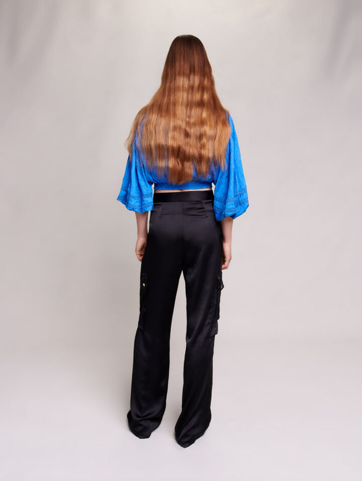 Pantalon cargo satiné