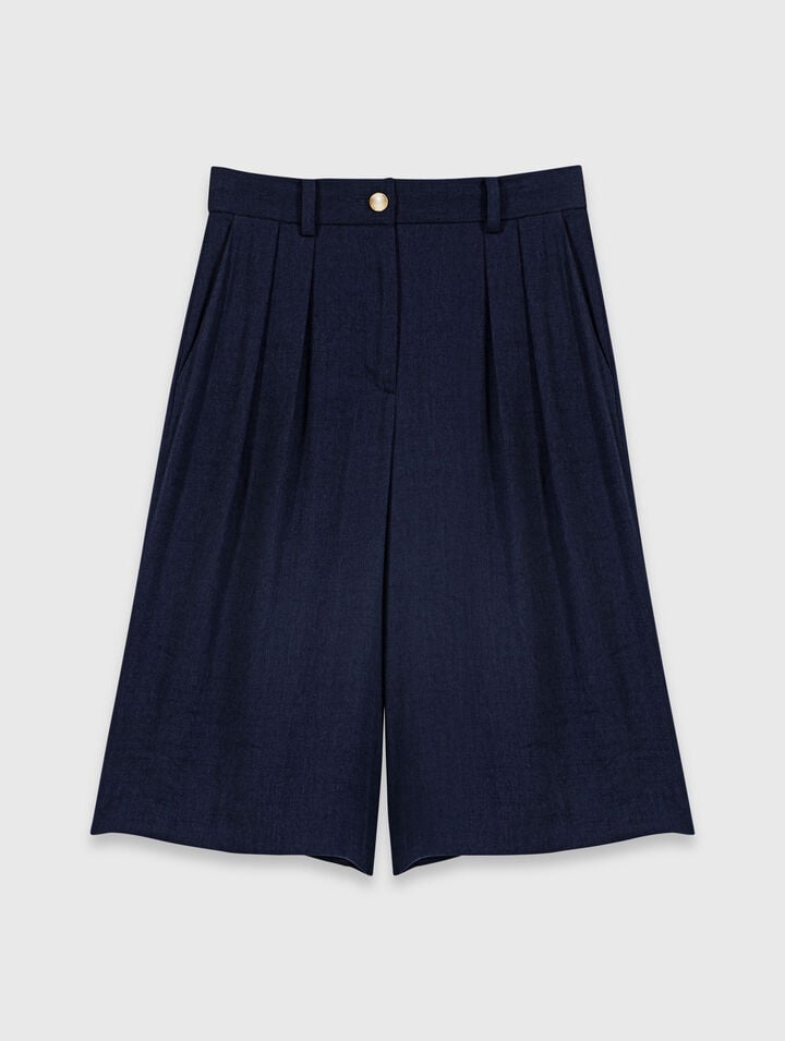 Bermudas en lin m&eacute;lang&eacute;