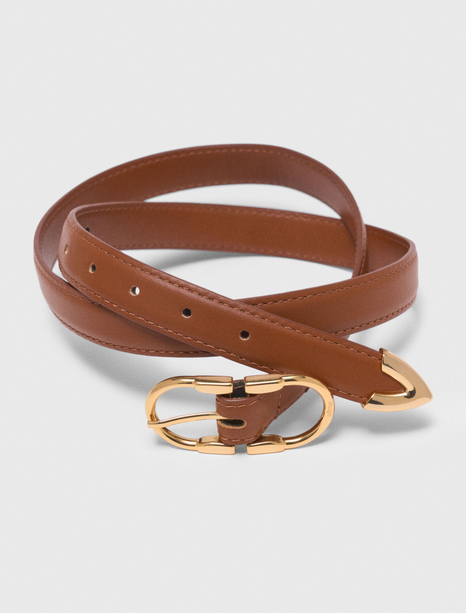 Ceinture en cuir &agrave; double boucle
