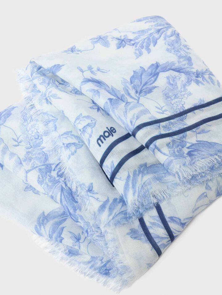 Ch&acirc;le en mix laine imprim&eacute; fleurs