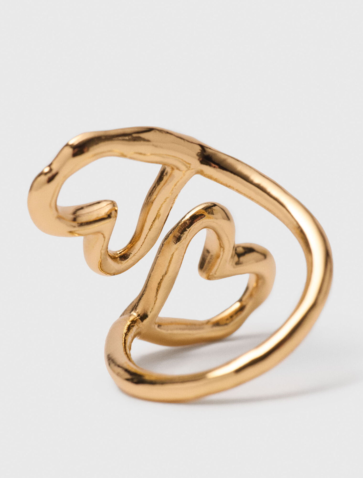 Bague double cœur plaqué or