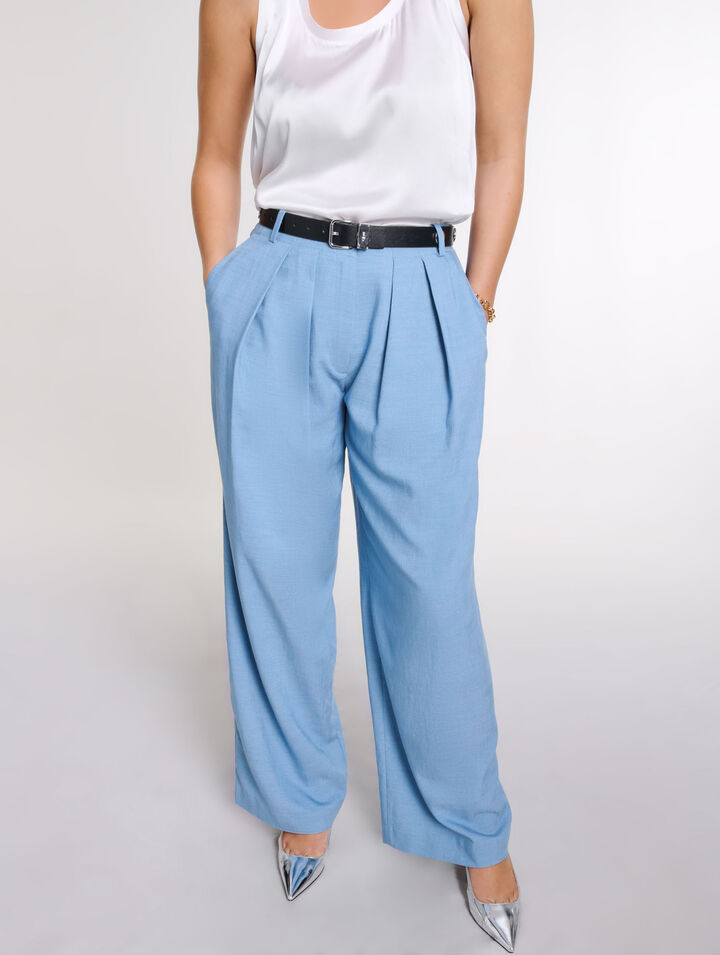Pantalon de tailleur large à plis 