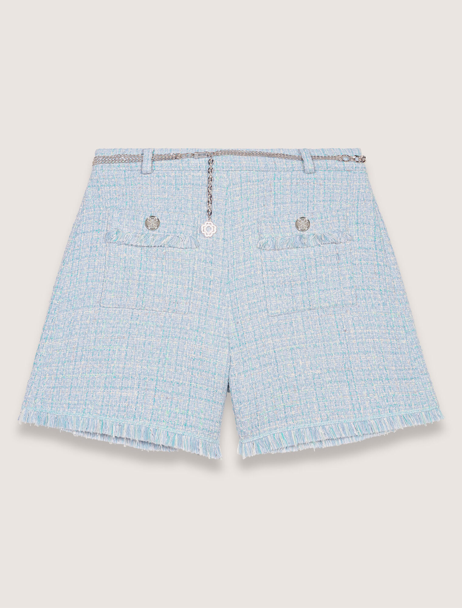 Short en tweed avec ceinture