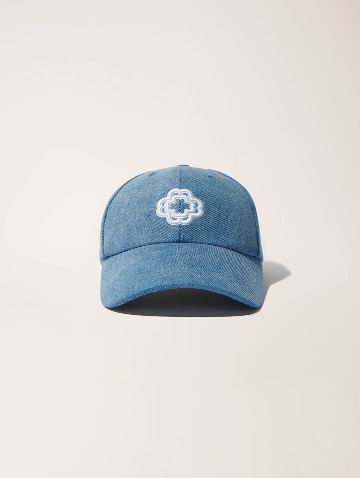 Casquette en denim à logo clover