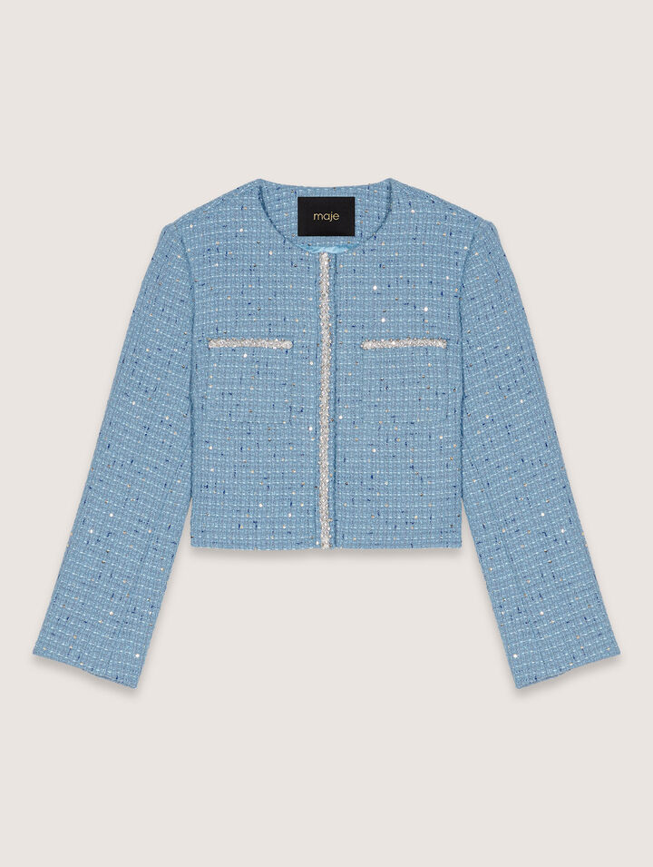 Veste courte en tweed à sequins
