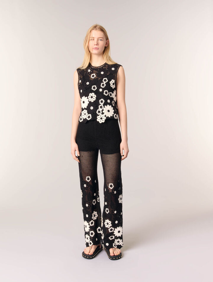 Pantalon en crochet floral