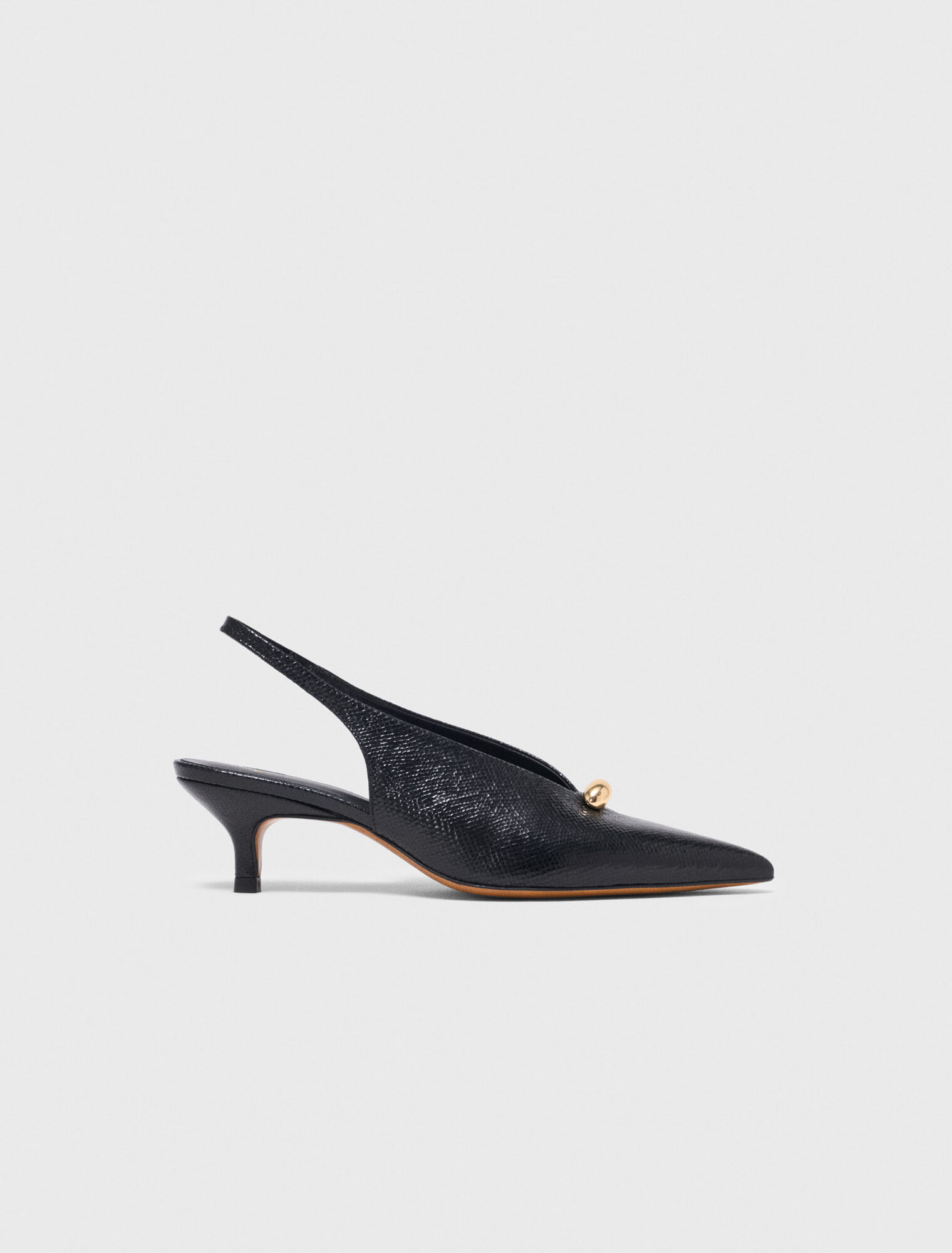 Slingbacks pointues en cuir emboss&eacute;