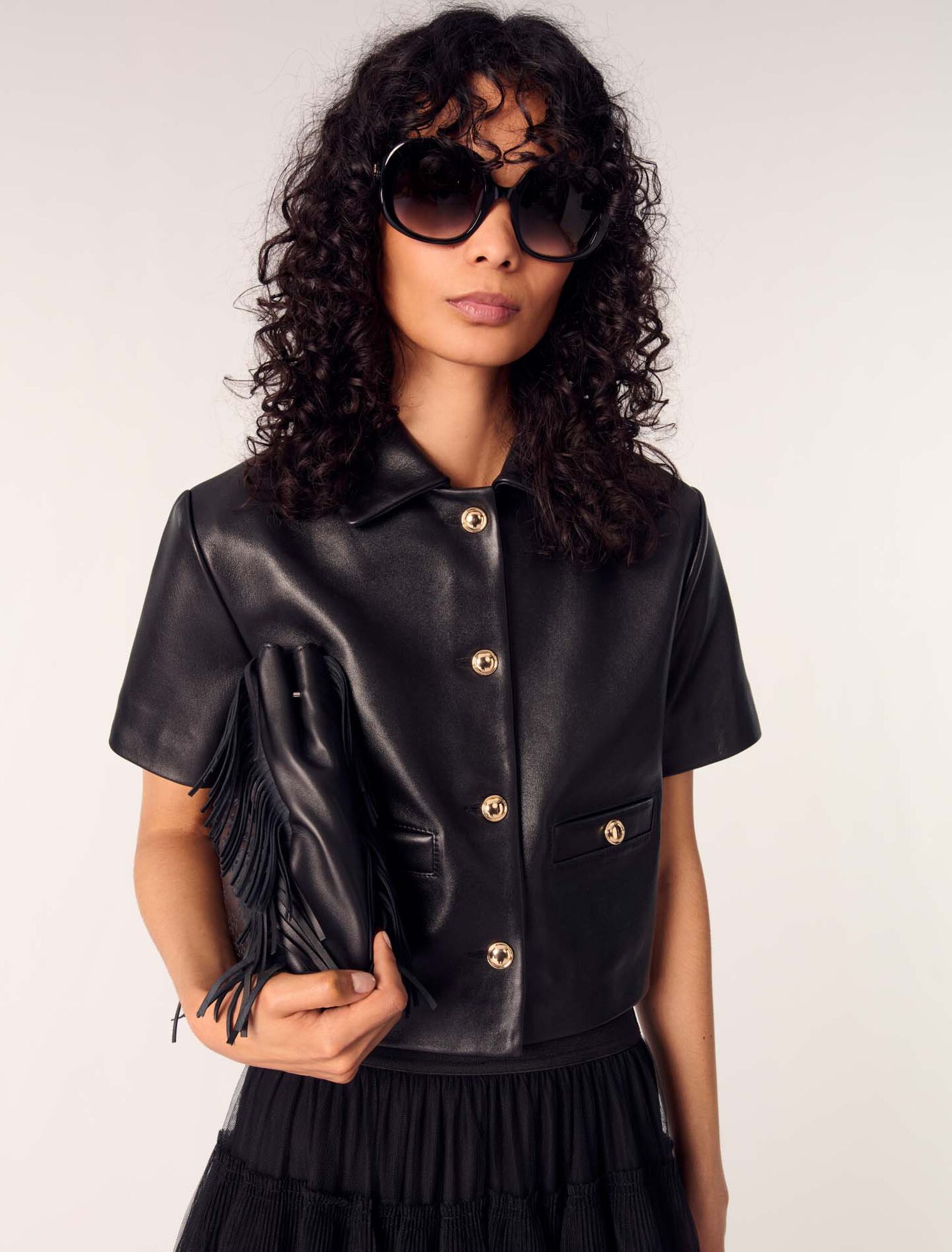 Veste courte en cuir