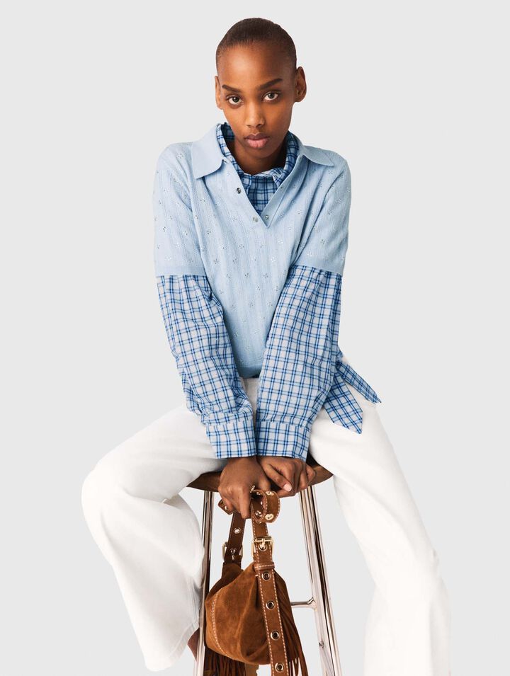 Pull court strass&eacute; sur le devant