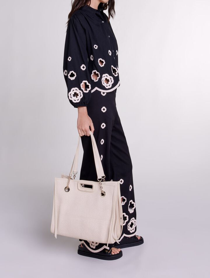 Cabas en textile effet raphia