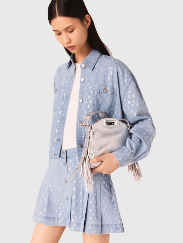 Chemise courte en jean strassée