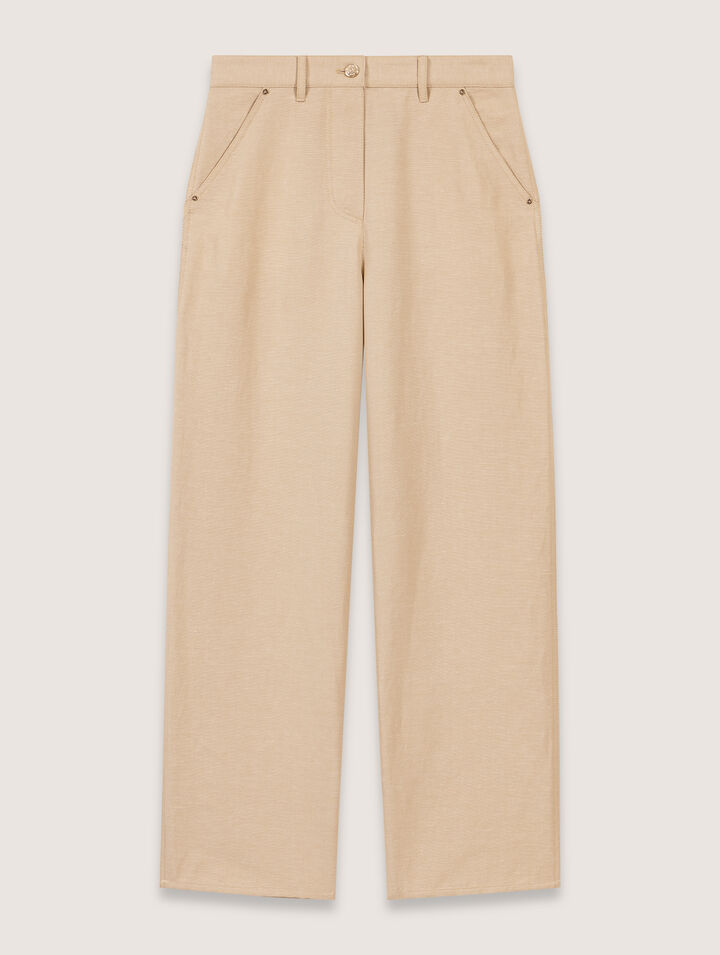 Pantalon tailleur en lin et coton