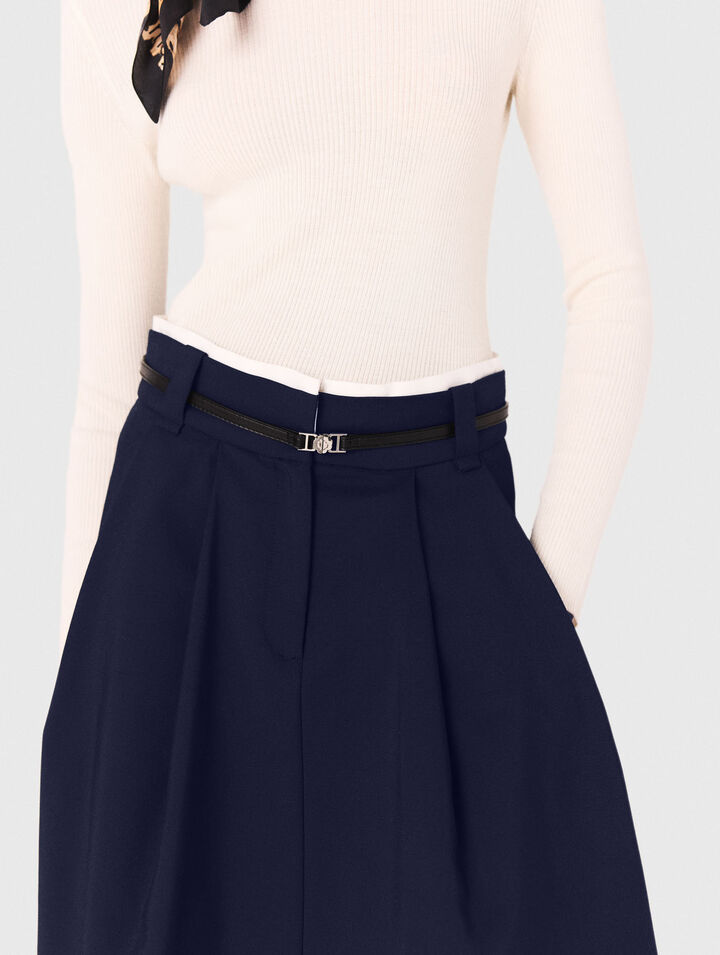Jupe longue en coton avec ceinture 