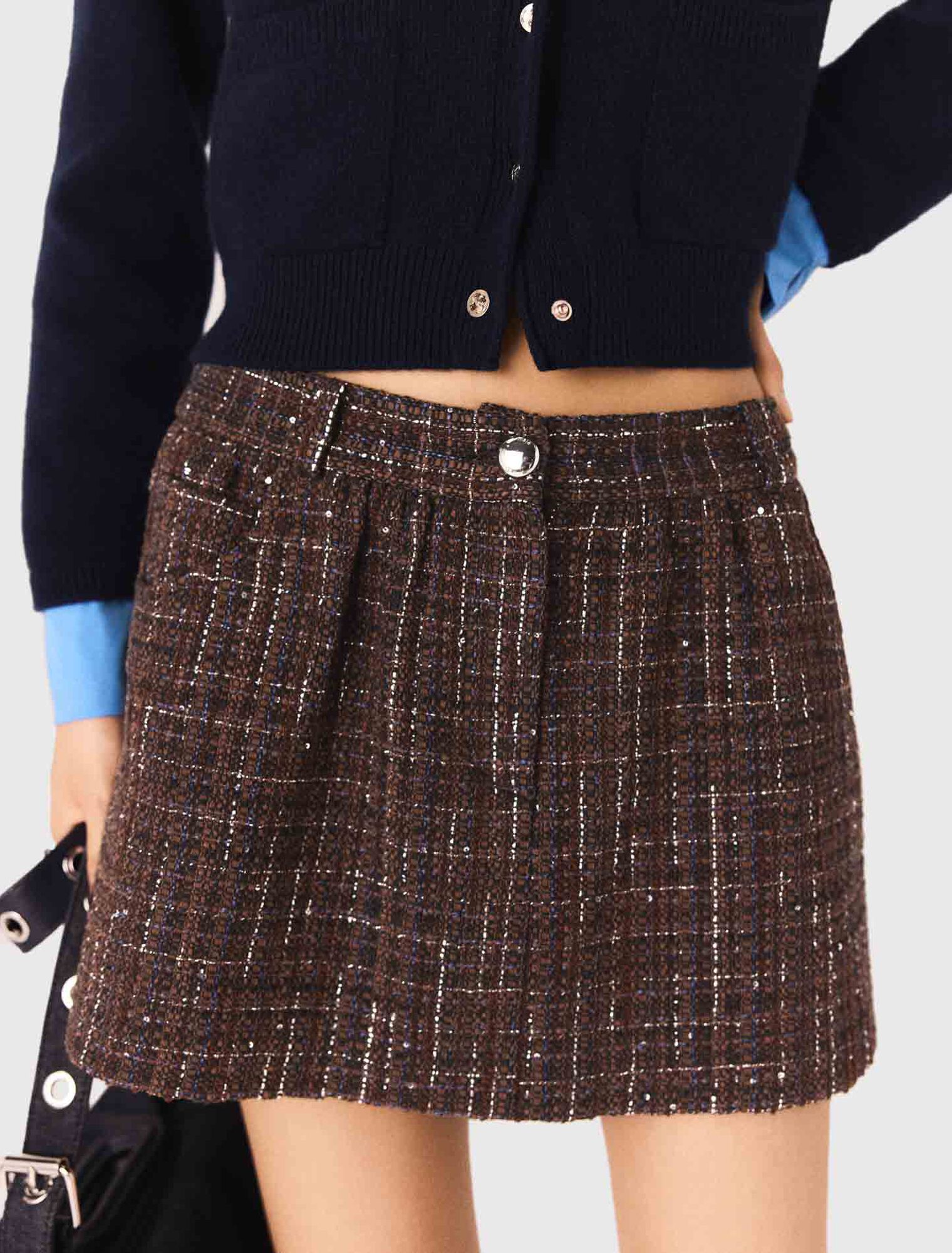 Short en tweed avec bande élastique