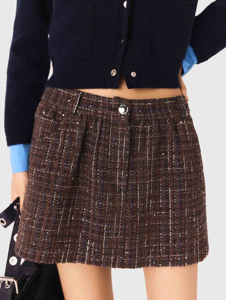 Short en tweed avec bande élastique