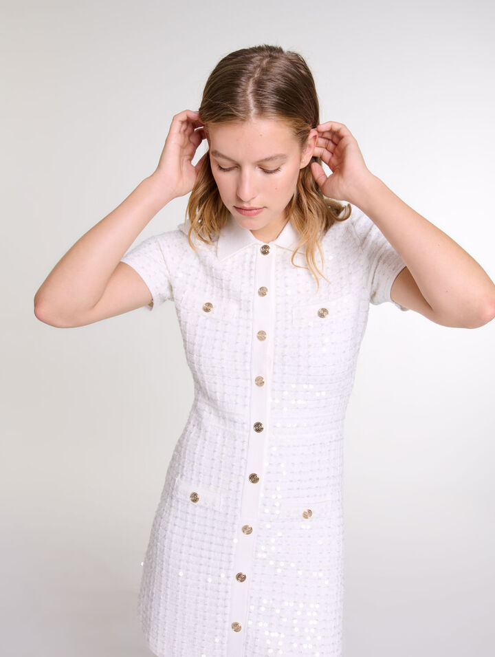 Robe courte en maille à sequins
