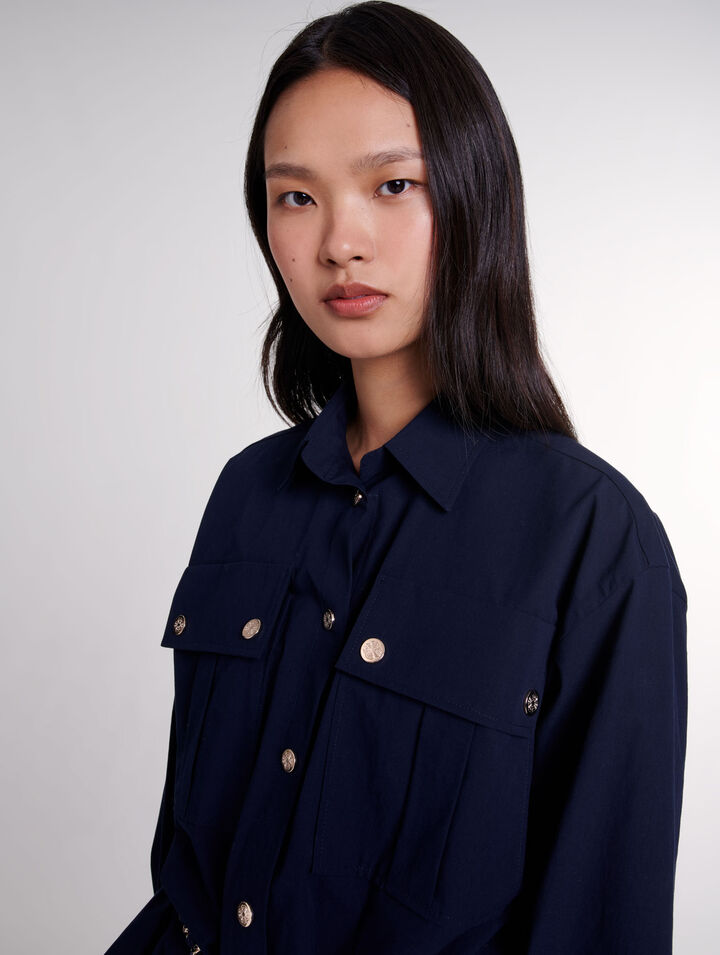 Chemise longue ceinturée 