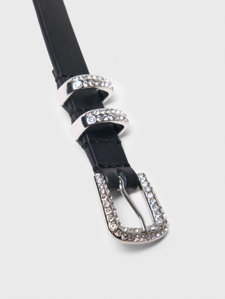 Ceinture fine à boucle strassée