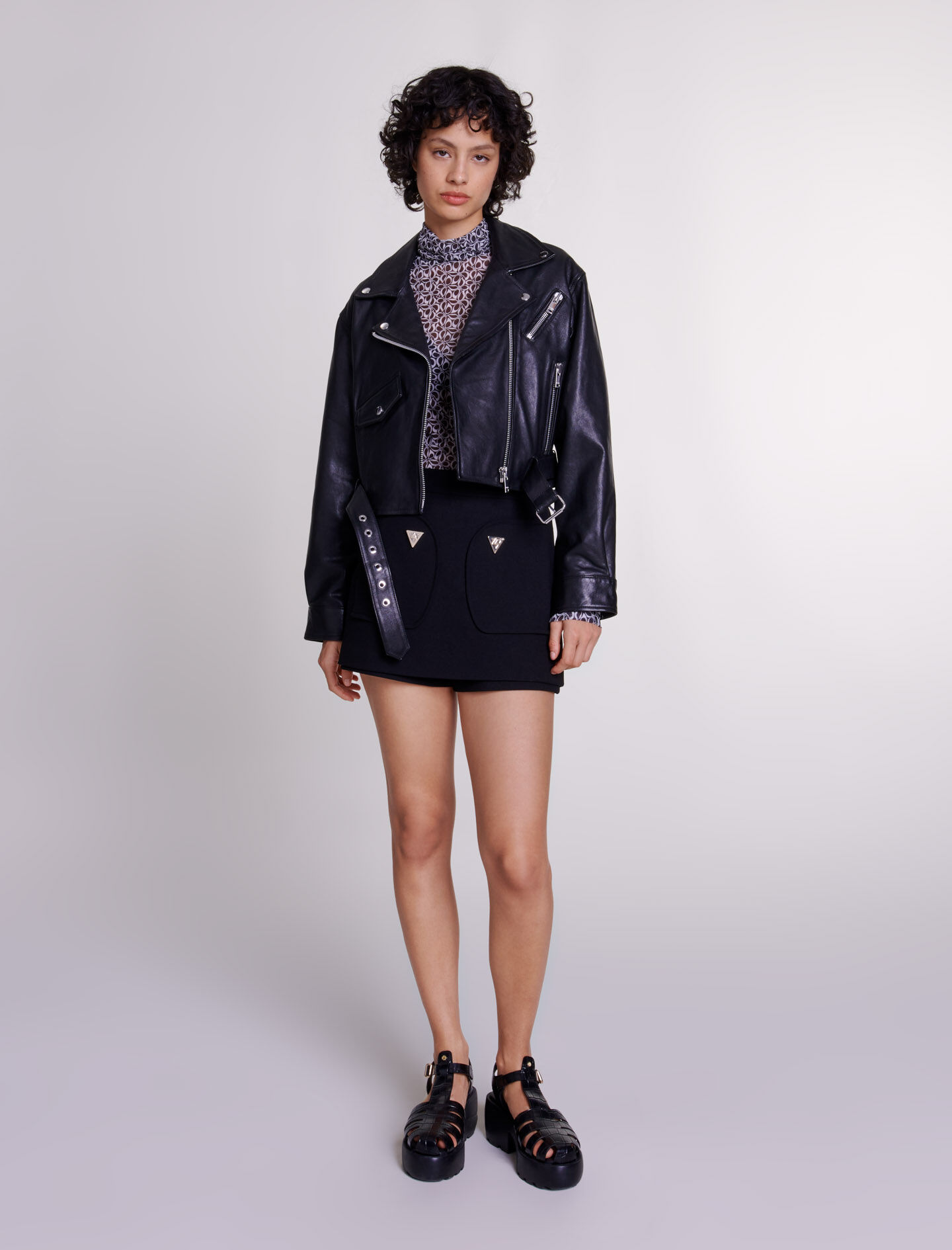 Veste courte en cuir Vestes Maje