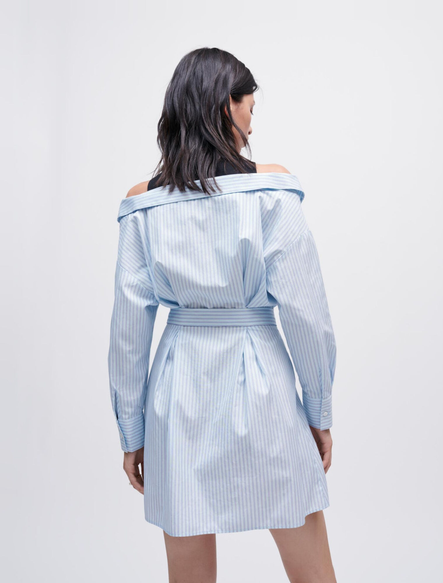 Robe chemise trompe-l'œil à rayures