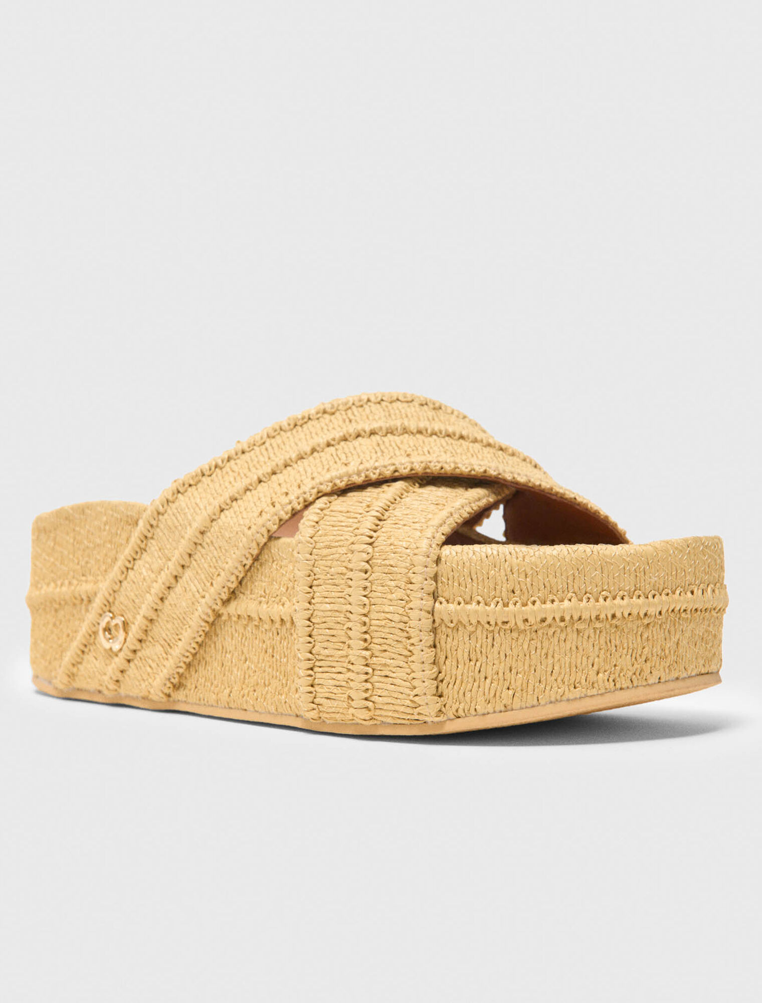 Mules &agrave; plateforme effet raphia