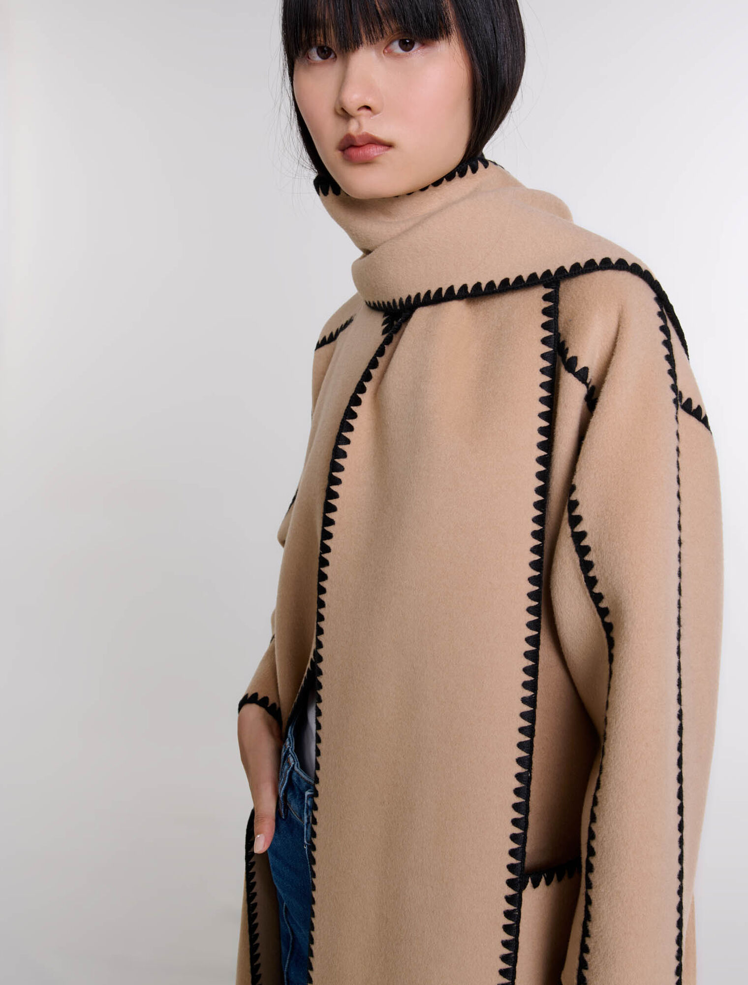 Manteau bicolore double face