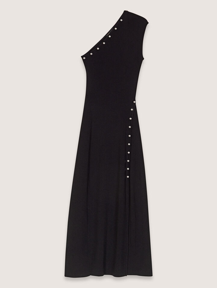 Robe longue en maille asymétrique