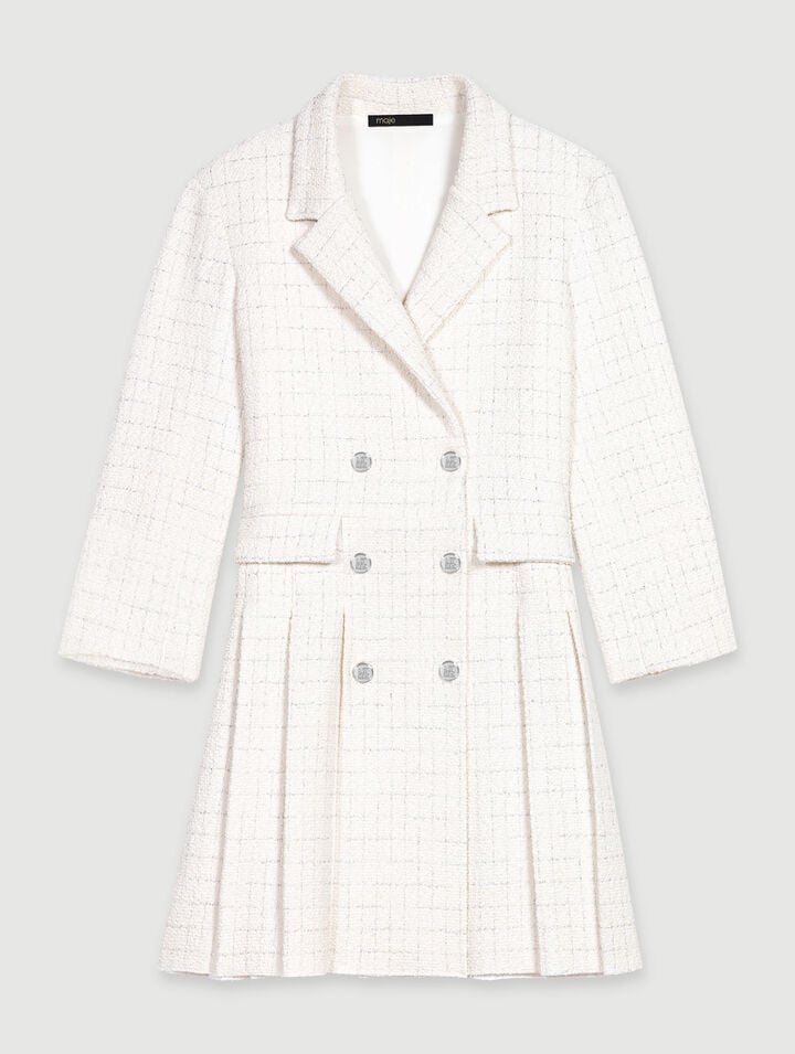 Robe Courte Boutonnée - Blanc - Maje