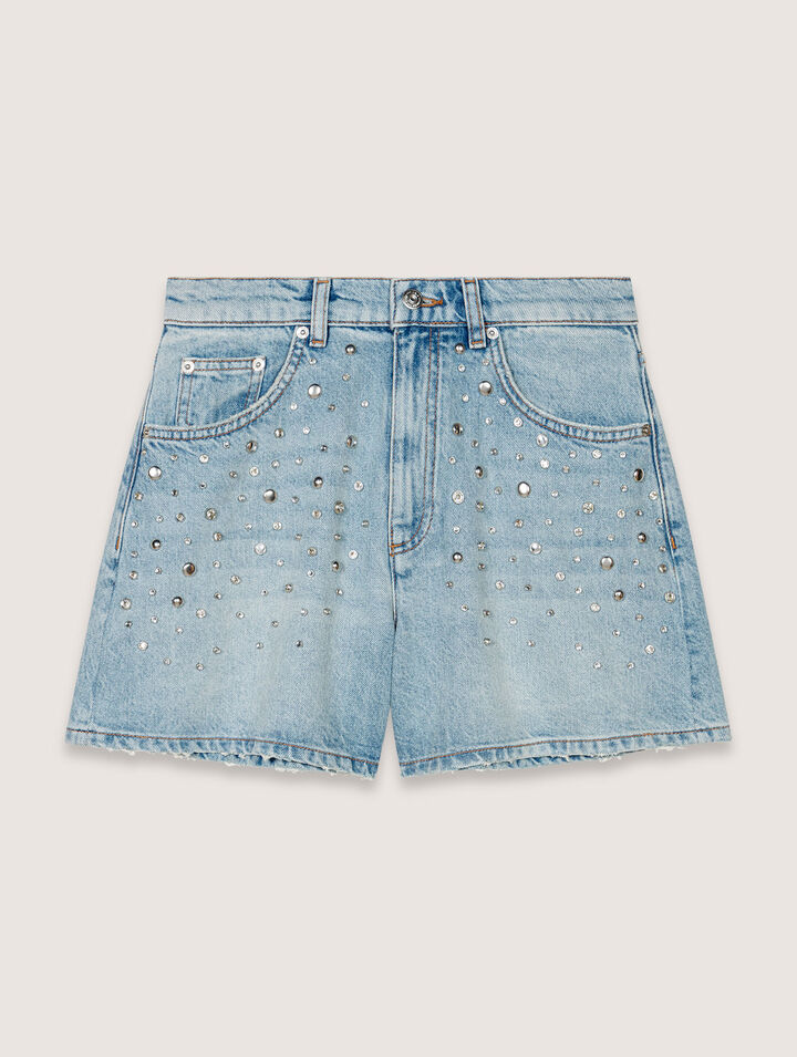 Short en denim à studs