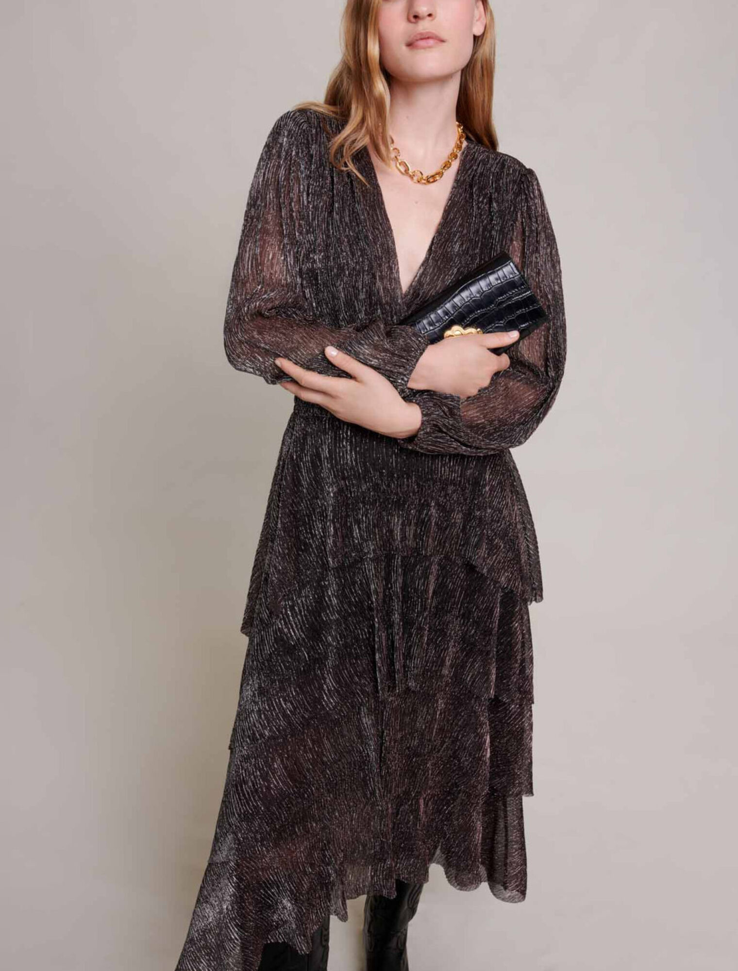 Robe longue à volants