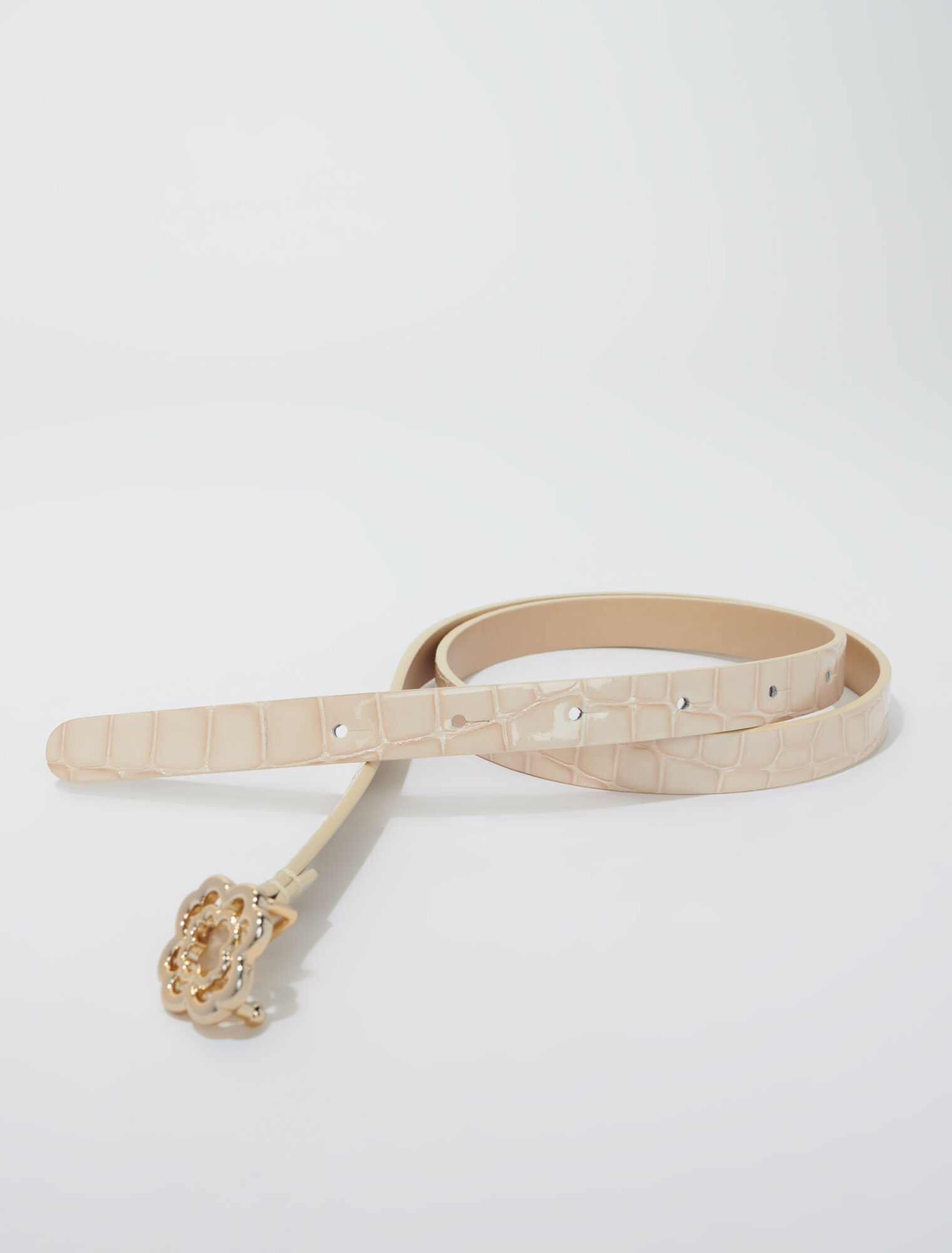Ceinture fine en cuir à boucle Clover