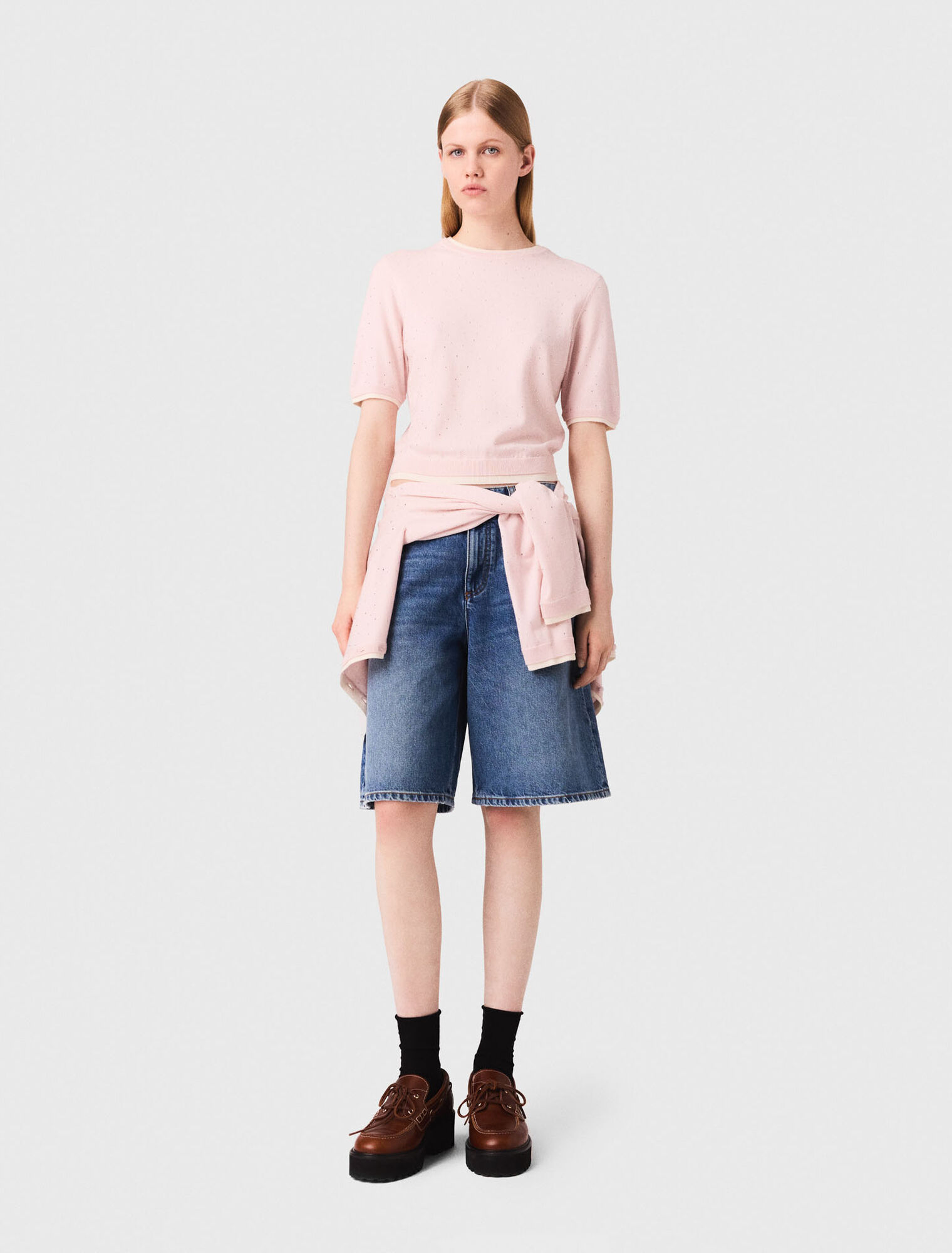 Pull 100% laine à manches courtes