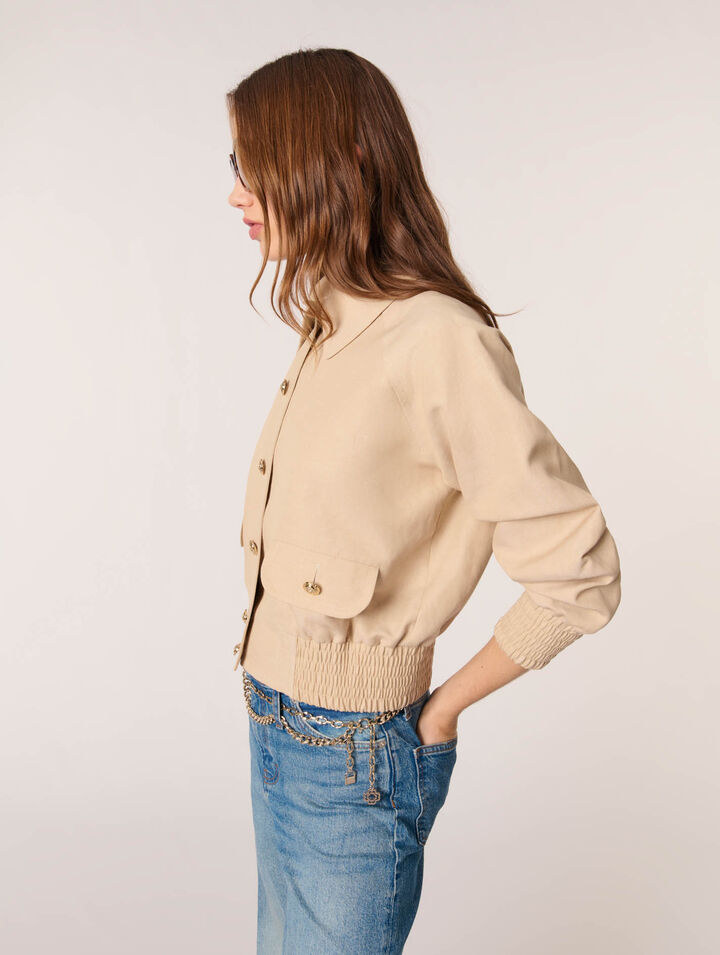 Blouson bomber en lin et coton