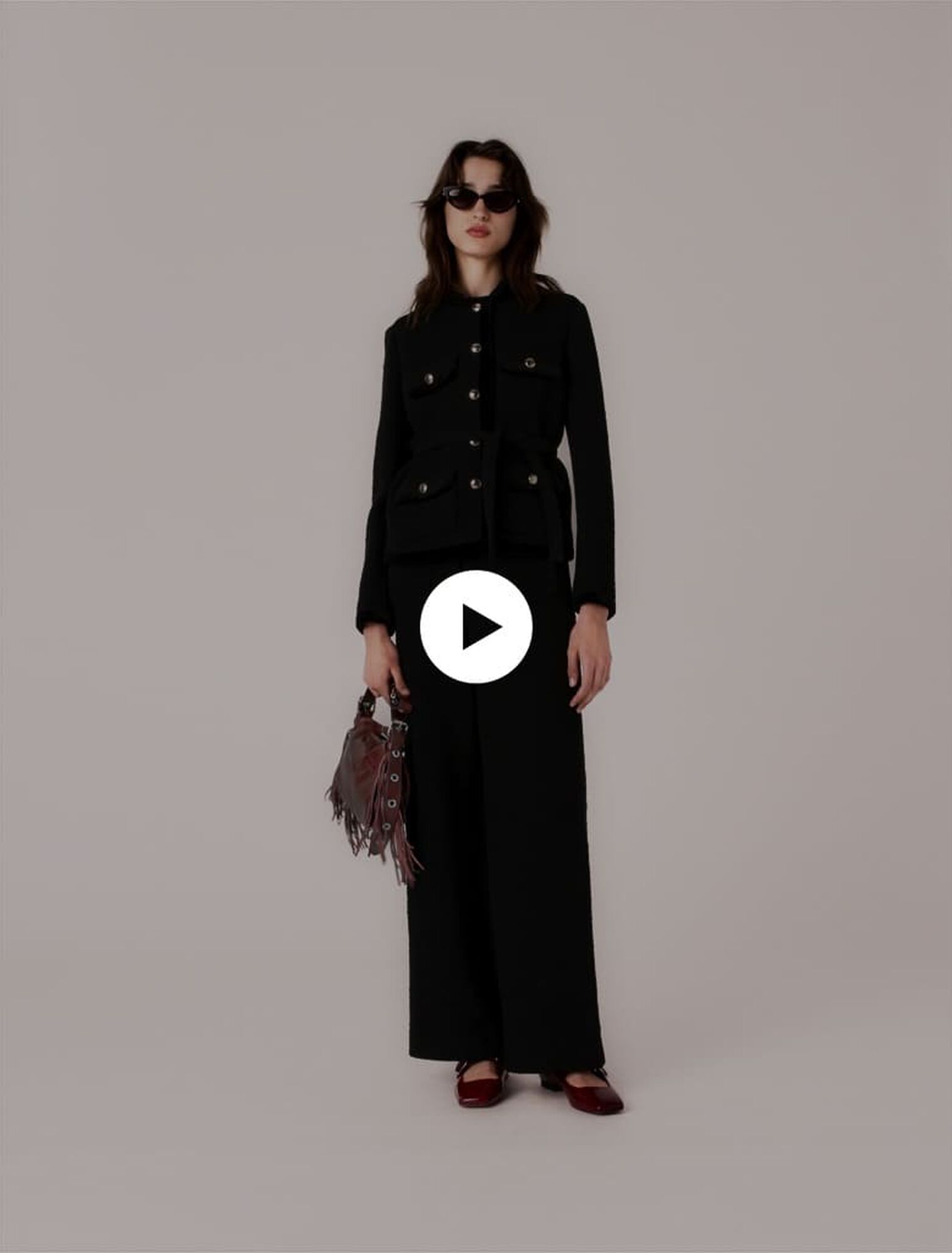 Veste longue en tweed