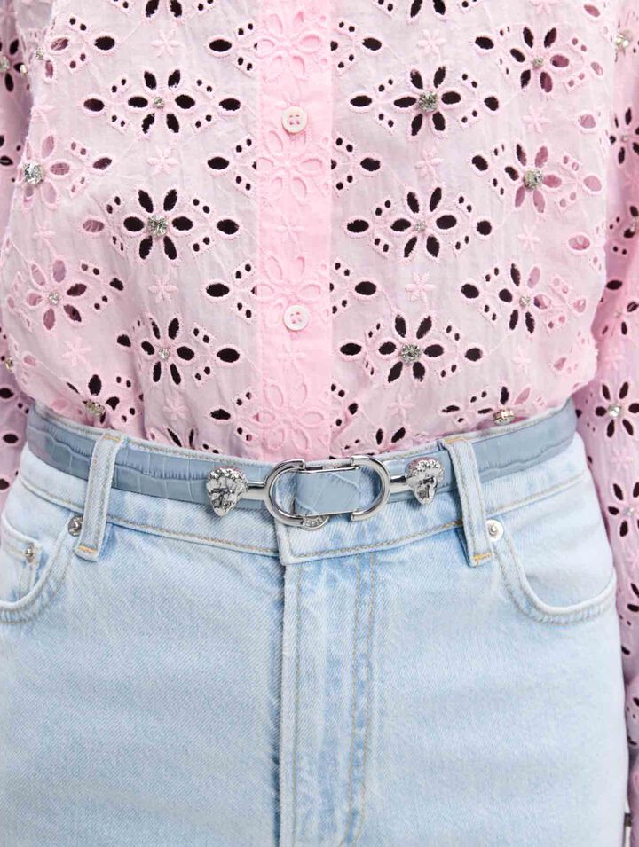 Ceinture fine en cuir à mors lion