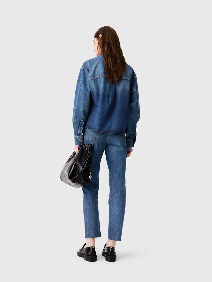 Chemise en denim avec broches