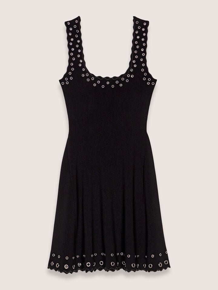 Maje Roeillety Grommet-trim Mini Dress In Noir