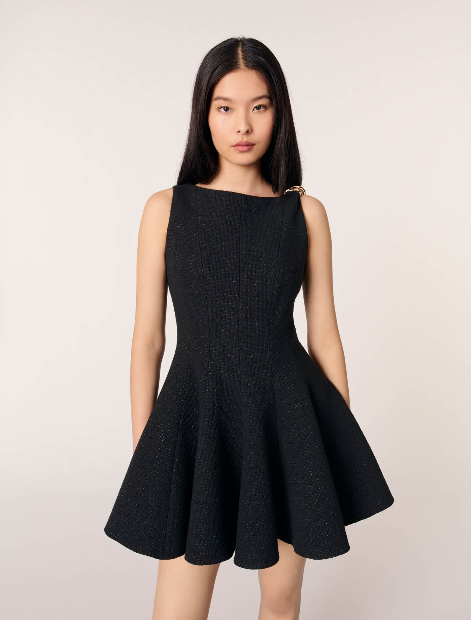 Robe courte évasée en tweed