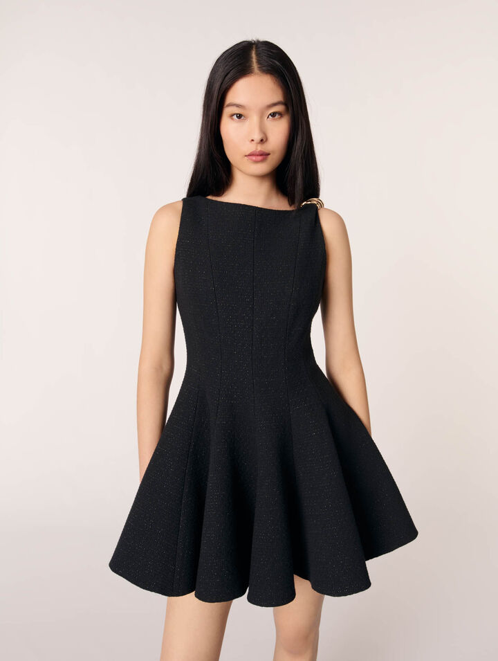Robe courte évasée en tweed