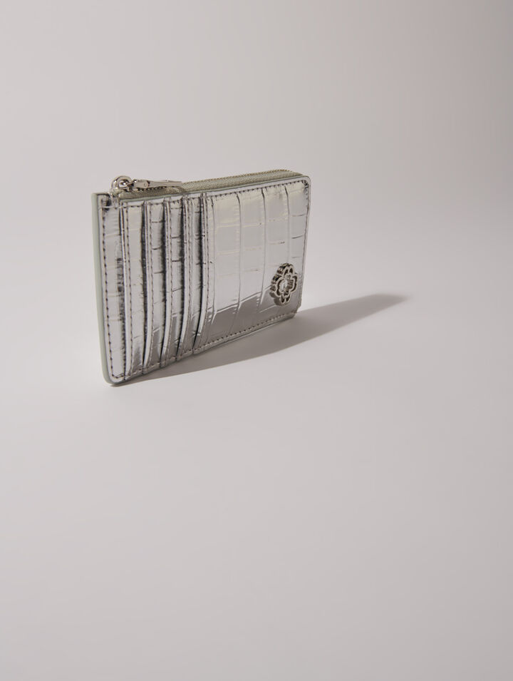 Porte carte en cuir embossé croco
