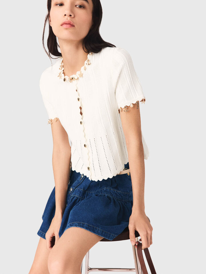 Cardigan avec bijoux dor&eacute;s