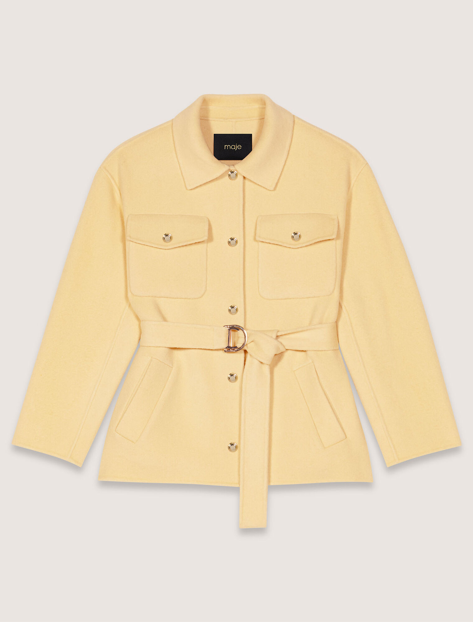 Manteau court double face ceinturé