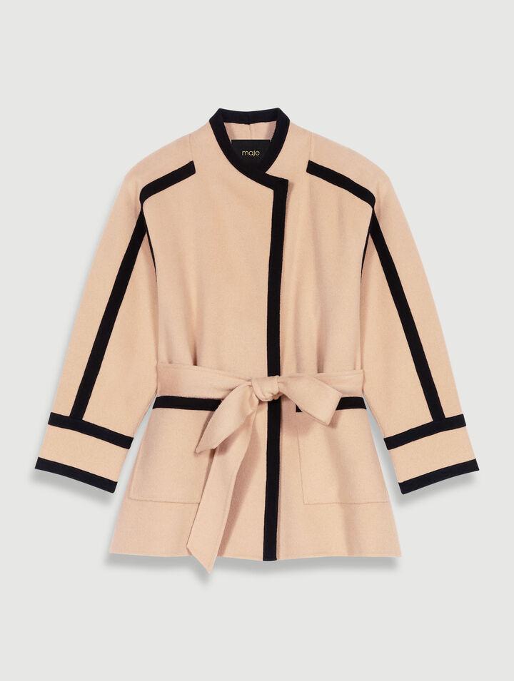 Manteau court bicolore