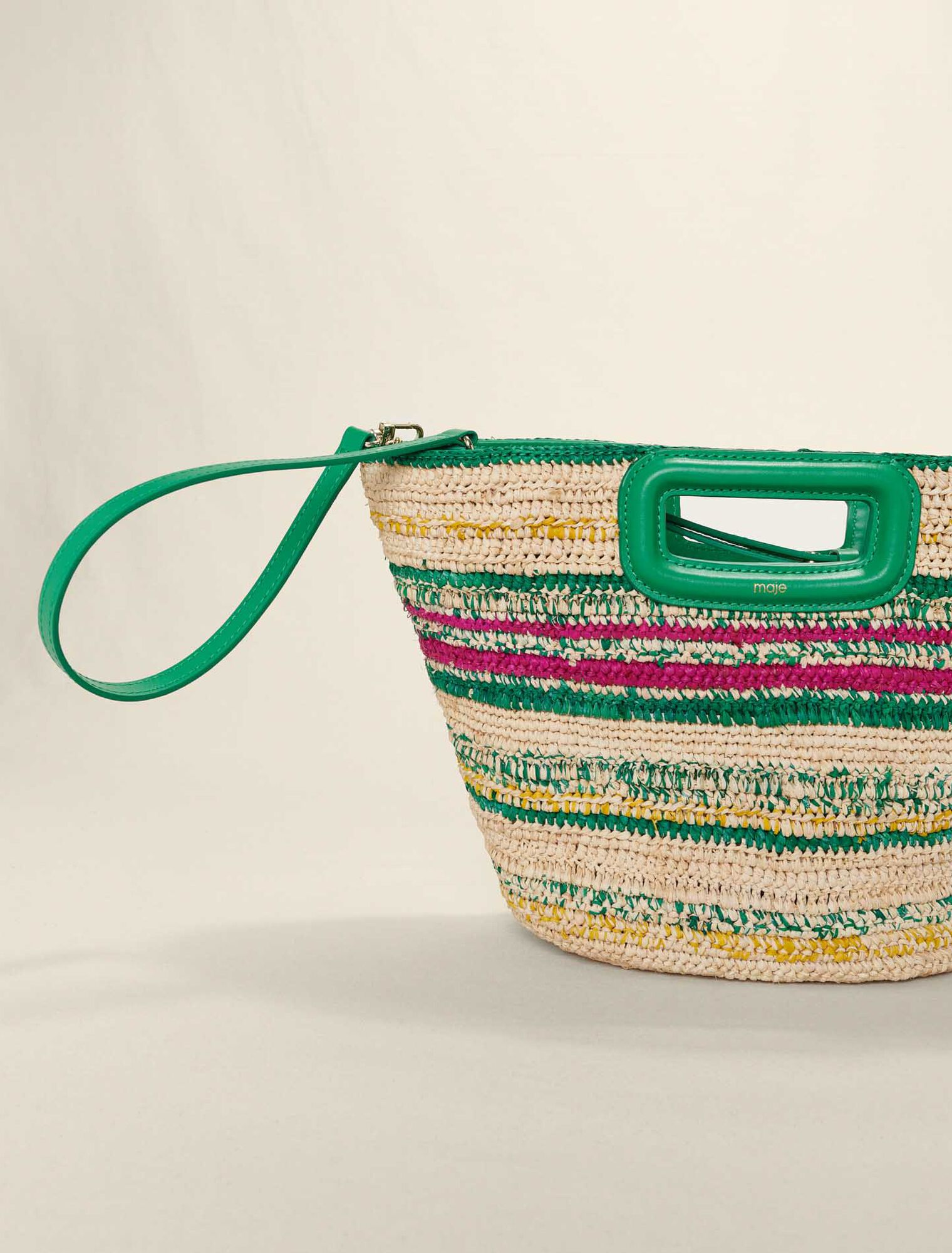 Mini panier rayé en raphia