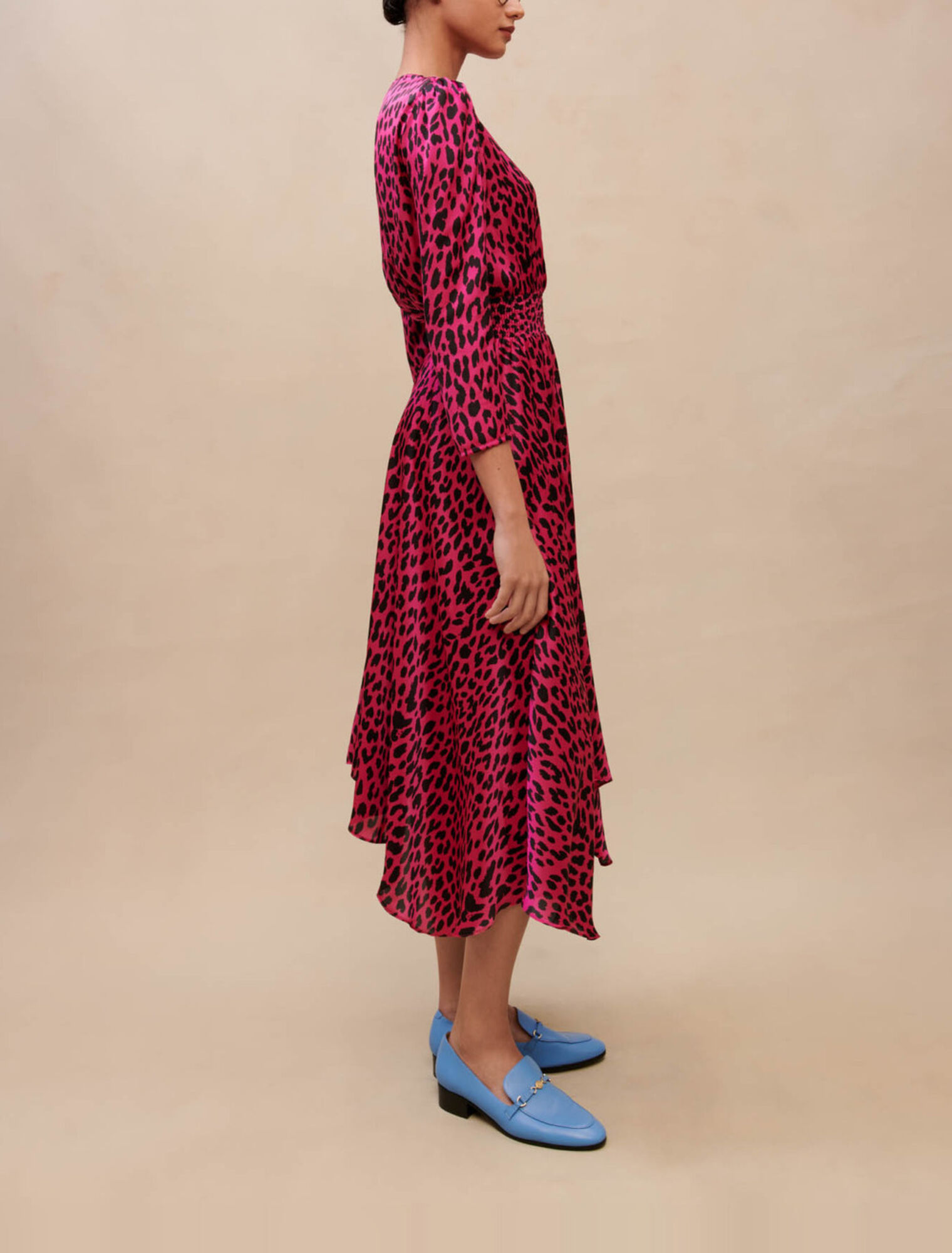 Robe asymétrique imprimée léopard